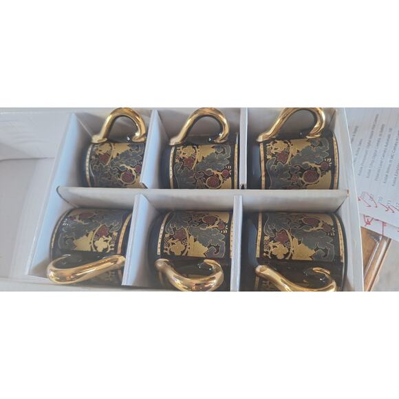 YS Yau Shing fine porcelain painted gold gilt greek tea cups set- 12pc- mint! - Picture 9 of 10